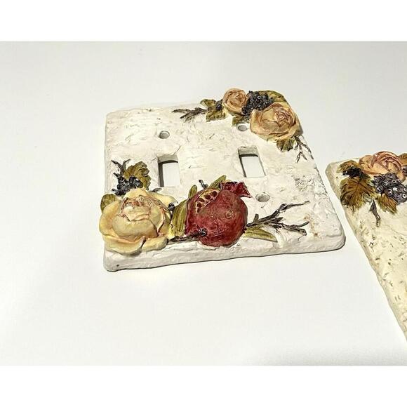 FIGI Vintage Hand Painted Light Switch Cover Set Pomegranate & Floral Design - Picture 5 of 9